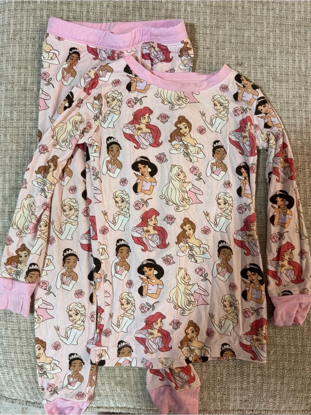 Girls' Pink Princess Character Long-Sleeve Pajama Set
